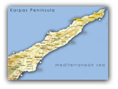 Map of Karpas peninsula and its town and villages, Cyprus