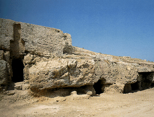 The curious rock hewn chapel of St. Eulambios is the core remnant of an old quarry. It was turned into catacombs in the late Roman period, and is where the body of Eulambios, an elderly martyr, was interred.