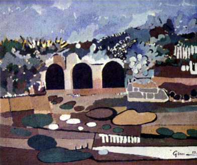 "The arched house" (acyrilic, 56 x 66 cm)