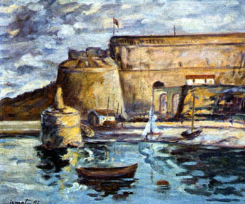 "Kyrenia marina", oil painting (51 x 61 cm)